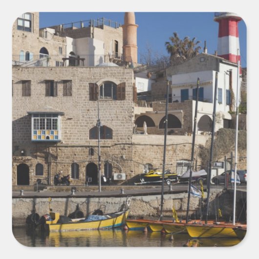 Israel, Tel Aviv, Jaffa, Jaffa, Alter Hafen Quadratischer Aufkleber (Vorderseite)
