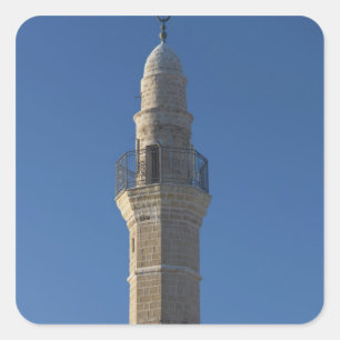 Israel, Tel Aviv, Jaffa, Moschee-Minarett Quadratischer Aufkleber