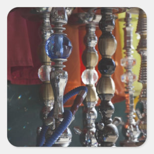 Israel, Tel Aviv, Jaffa, Shisha Wasserpfeifen Quadratischer Aufkleber