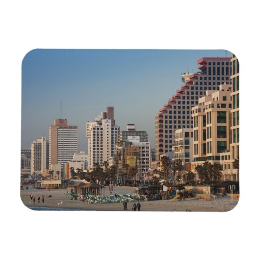 Israel, Tel Aviv, Strand, Hotels, Abenddämmerung Magnet (Horizontal)
