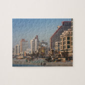 Israel, Tel Aviv, Strand, Hotels, Abenddämmerung Puzzle (Horizontal)
