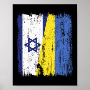 Israel Ukraine Halbflagge Israelische Ukrainische Poster
