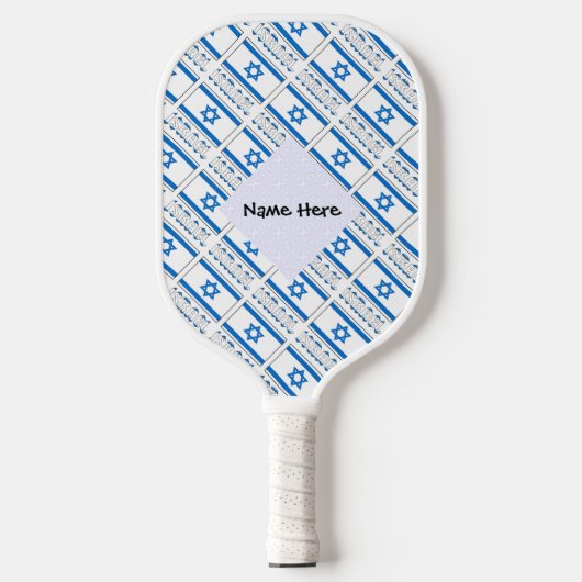 Israel und die israelische Flagge regierten mit Ih Pickleball Schläger (Vorderseite)