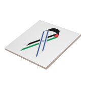 Israel und Palästina-Fahne - weißes Band Fliese (Seite)