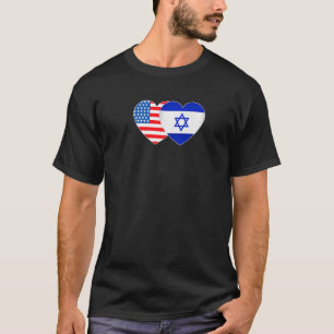 Israel und USA Flag Twin Heart für jüdisch-amerika T-Shirt