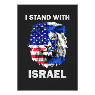 Israel und USA-Flagge Löwe _ Ich stehe hinter Isra Fotodruck