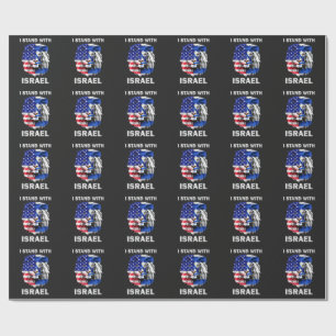 Israel und USA-Flagge Löwe _ Ich stehe hinter Isra Geschenkpapier