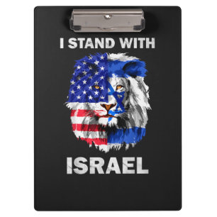 Israel und USA-Flagge Löwe _ Ich stehe hinter Isra Klemmbrett
