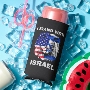 Israel und USA-Flagge Löwe _ Ich stehe hinter Isra Selters Dosenkühler