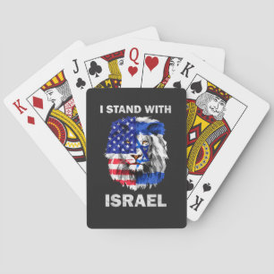 Israel und USA-Flagge Löwe _ Ich stehe hinter Isra Spielkarten