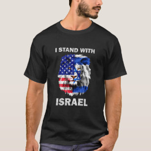 Israel und USA-Flagge Löwe _ Ich stehe hinter Isra T-Shirt