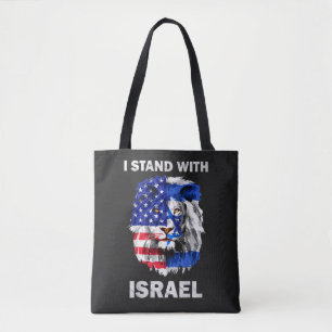 Israel und USA-Flagge Löwe _ Ich stehe hinter Isra Tasche