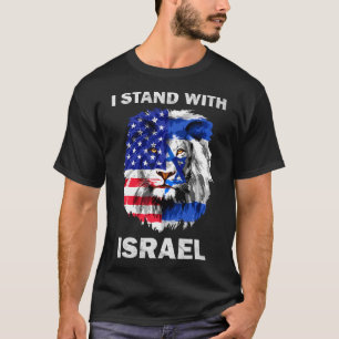 Israel und USA-Flagge Löwe Ich stehe hinter Israel T-Shirt