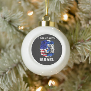 Israel und USA-Flagge Löwe _ Ich stehe mit Israel Keramik Kugel-Ornament