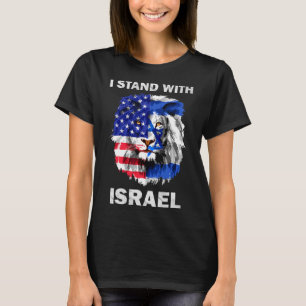 Israel und USA-Flagge Löwe Ich stehe mit Israel T-Shirt