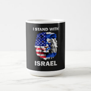 Israel und USA-Flagge Löwe _ Ich stehe zu Israel Kaffeetasse