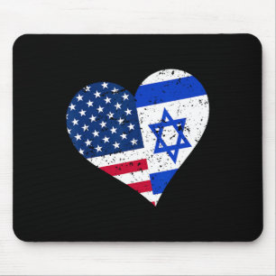 Israel USA Herz-Shirt Distressed israelisch amerik Mousepad