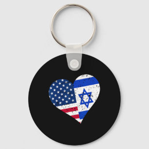 Israel USA Herz-Shirt Distressed israelisch amerik Schlüsselanhänger