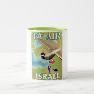 Israel Vintage-Reiseplakat für Flugreisen Zweifarbige Tasse