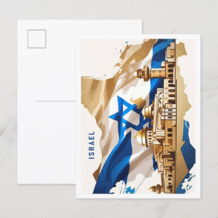 Israel Vintage Travel Illustration Postkarte