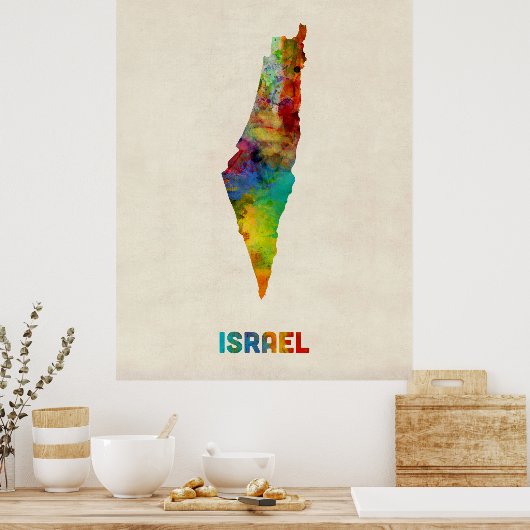 Israel Wasserfarbenkarte Poster (Küche)