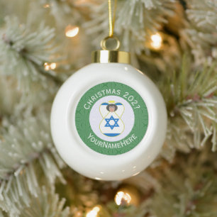 Israeli Engel Weihnachtsflagge Personalisiert Keramik Kugel-Ornament