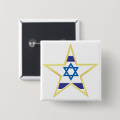 Israeli Flag Star of David Gold Trimmed Button (Vorne & Hinten)
