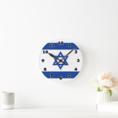 Israelian flag of Israel custom round wall clock Runde Wanduhr (Zuhause)