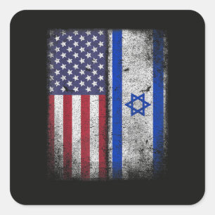 Israelisch-Amerikanische Flagge Israel USA Wurzeln Quadratischer Aufkleber