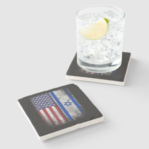 Israelisch-amerikanische Flagge Israel USA Wurzeln Steinuntersetzer