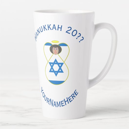 Israelische Angel Hanukka Fahne Personalisiert Gro Milchtasse (Rechts)