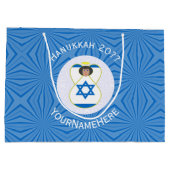 Israelische Engel-Flagge für Hanukkah Große Gesche Große Geschenktüte (Rückseite)