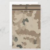 Israelische Flagge auf der Wüstenlandschaft Camouf Briefpapier (Vorne/Hinten)