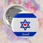 Israelische Flagge & Herz - Israel - Reise-/Sportf Button<br><div class="desc">Buttons: Israel & Herz/Jerusalem - Liebe meines Landes und israelische Fahnenpatrioten/Sportfans</div>