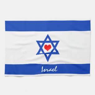 Israelische Flagge & Herz - Israel Reise-/Sportfan Geschirrtuch