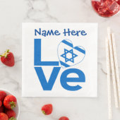 Israelische Flagge Herz-LIEBE Personalisiertes Par Serviette (Beispiel)
