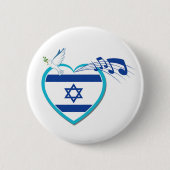 israelische Flagge - Musik - Frieden - Liebe, Button (Vorderseite)