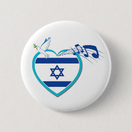 israelische Flagge - Musik - Frieden - Liebe, Button