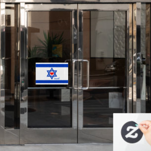 Israelische Flagge, Rotherz- und Israel-Patrioten  Fensteraufkleber