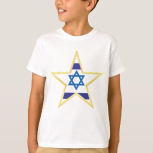 Israelische Flagge Stern Davids Gold besetzt T-Shirt