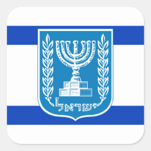 israelische Flagge und nationales Emblem, Flagge I Quadratischer Aufkleber