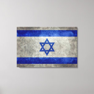 Israelische Staatsflagge auf Steinbeschaffenheit Leinwanddruck