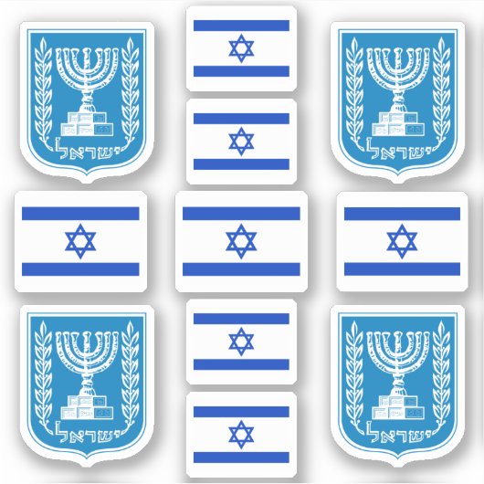 israelische Staatssymbole/Embleme und Flagge Aufkleber (Vorderseite)