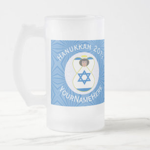 Israelischer Engel Chanukka-Flagge Personalisiert  Mattglas Bierglas