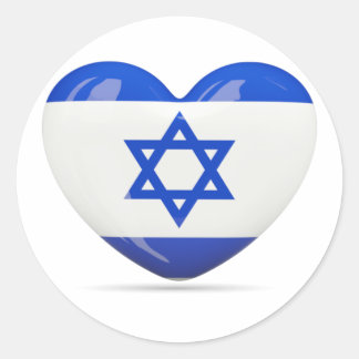 israelisches Flaggenherz Runder Aufkleber