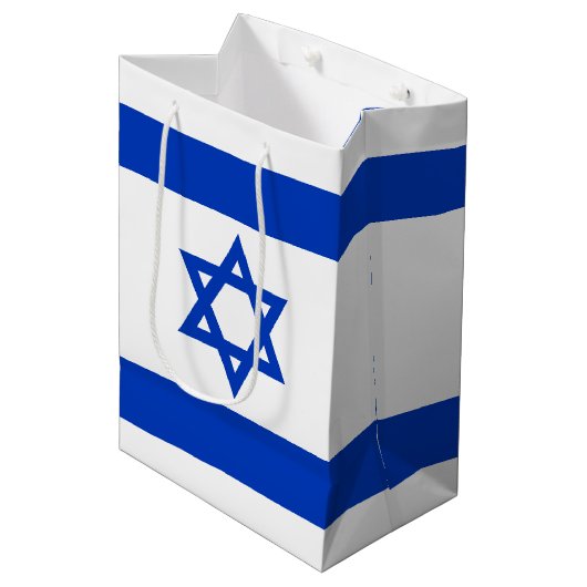 Israels Flagge moderner patriotisch Mittlere Geschenktüte (Vorderseite Schrägansicht)