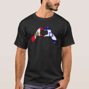 Isreal Peru Flag Isreali Peruanisches Herz T-Shirt