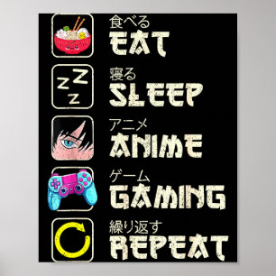 Iss Anime Gaming Wiederholen Gamer Männer Teen Boy Poster