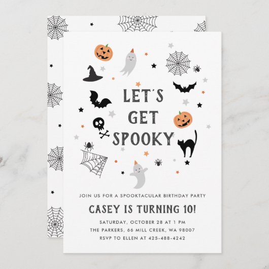 Iss beängstigenden Geburtstag Halloween weiß Einladung (Vorne/Hinten)