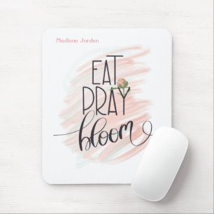 Iss Bete Geblüht Rosa Rosen Monogramm Name Mousepad